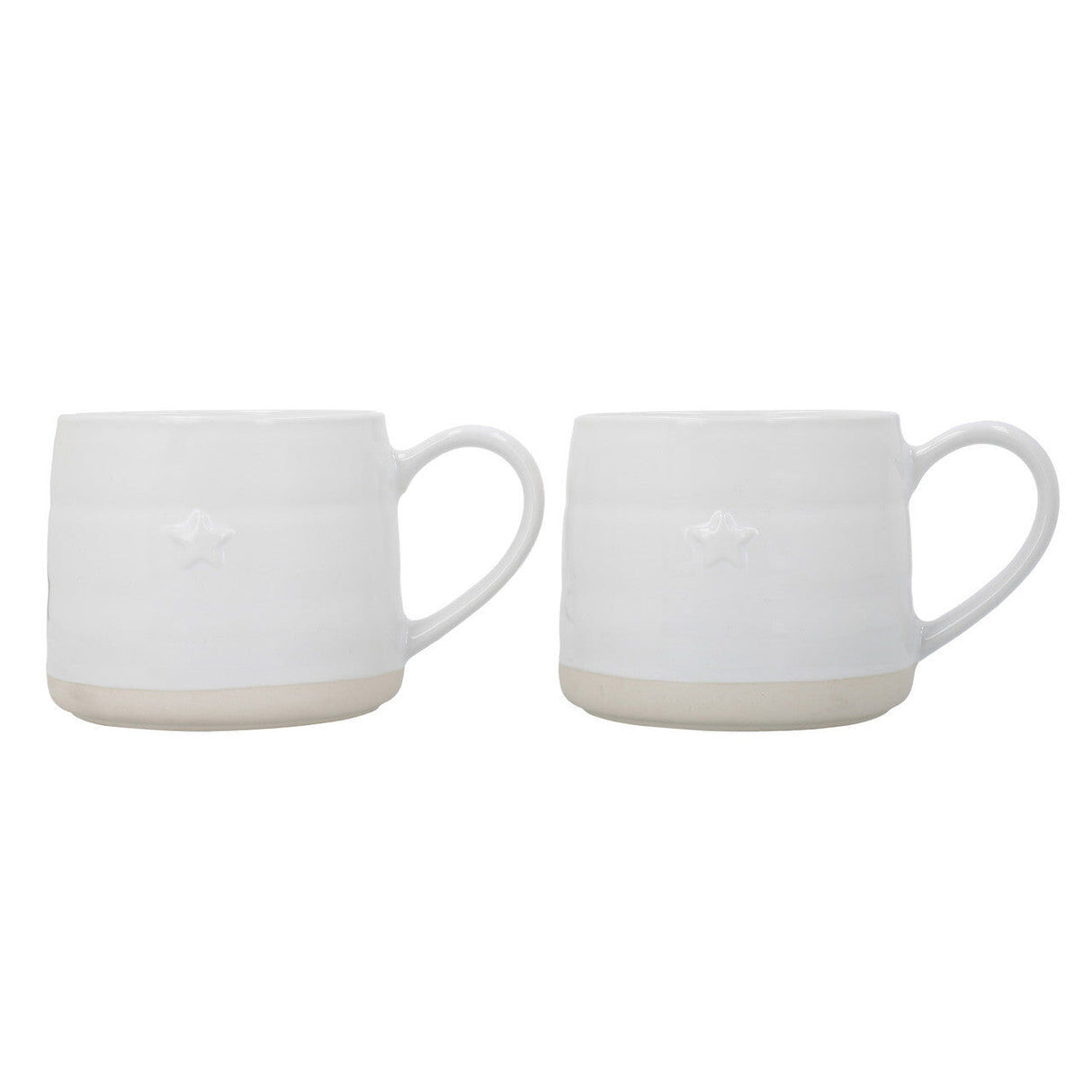 Mikasa Farmhouse Star Stoneware Mugs 380ml Set of 2 - White Cream