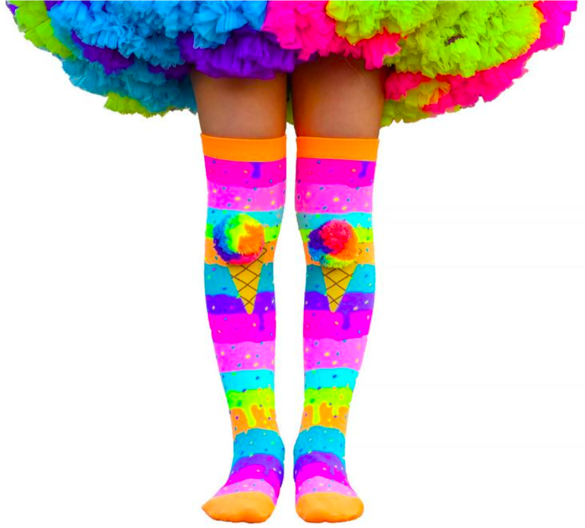 MADMIA Icecream Kids & Adults Long Knee High Socks - Girl’s Pair - Multicolour