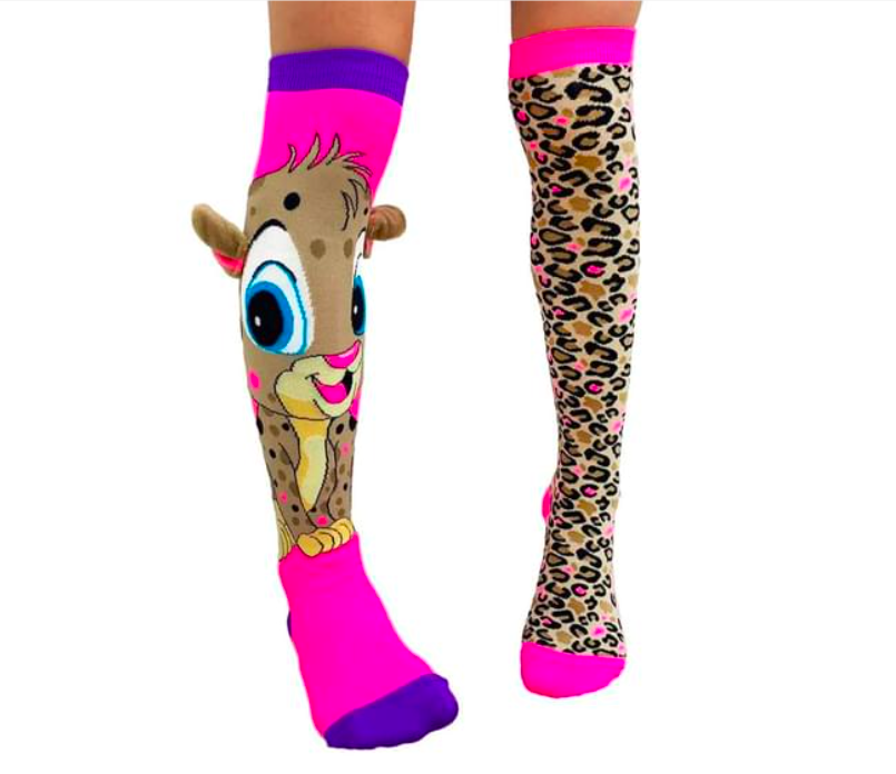Cheeky Cheetah Girl’s Long Knee High Socks - Toddlers Pair - Pink/Brown