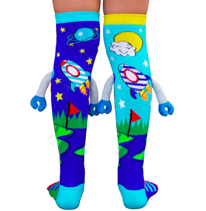 MADMIA Robot Boy’s Long Knee High Socks - Toddlers Unisex Pair - Blue