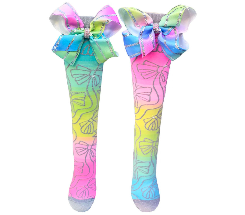 MADMIA Sparkly Bows Girls Knee High Socks - Toddlers Ages 3-5 (Crazy Sock Day)