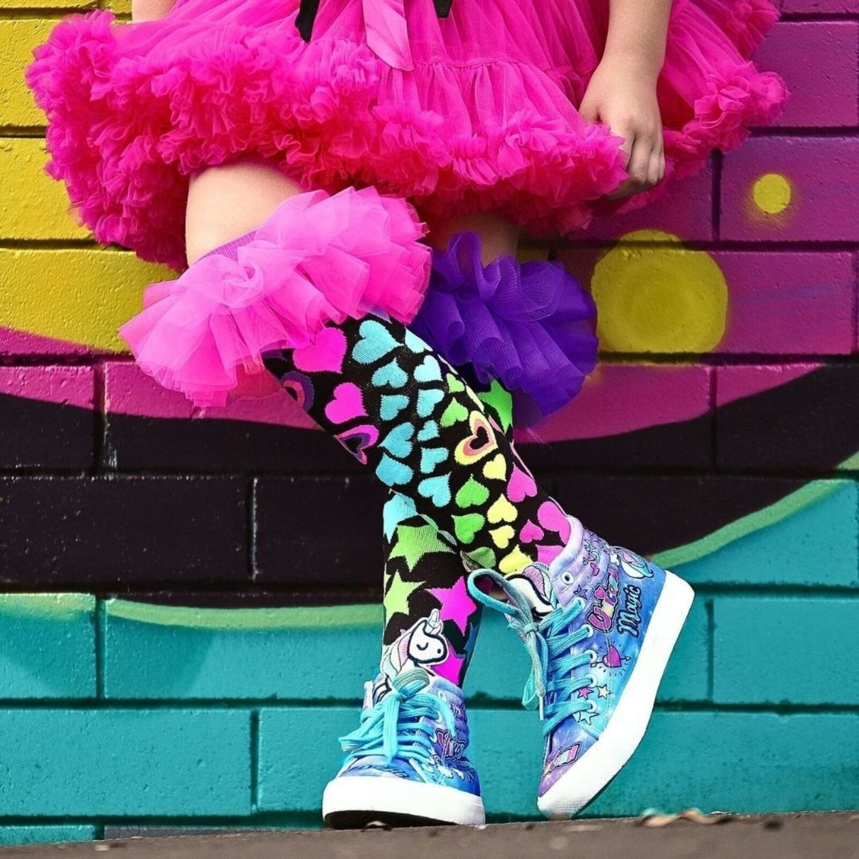 Madmia Magic Frills Socks Size 6–99 Colourful Stars Hearts Tulle Crazy Sock Day