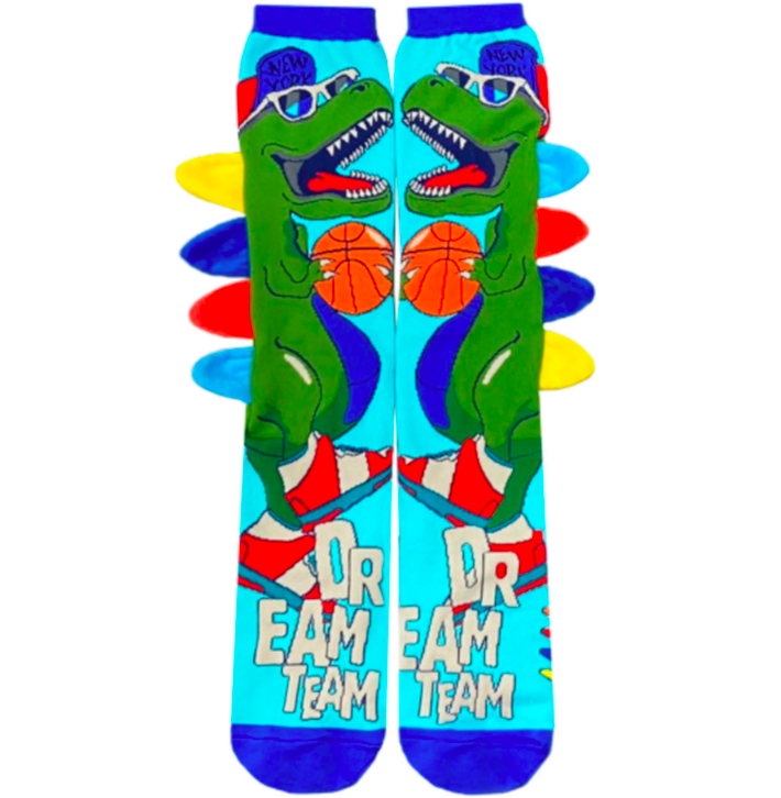 MADMIA Dinosaur Kids Long Knee High Socks - Boy’s Pair (3-5 Years Old) - Blue/Green