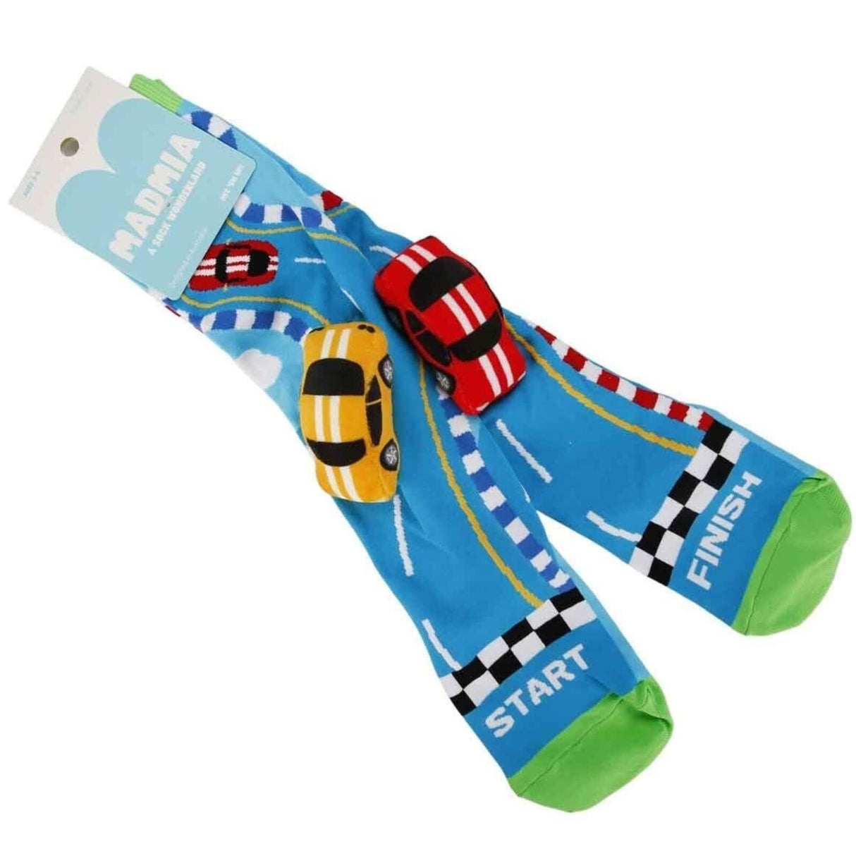 MADMIA Racing Cars Knee High Socks - Toddlers Ages 3-5 (Crazy Sock Day)