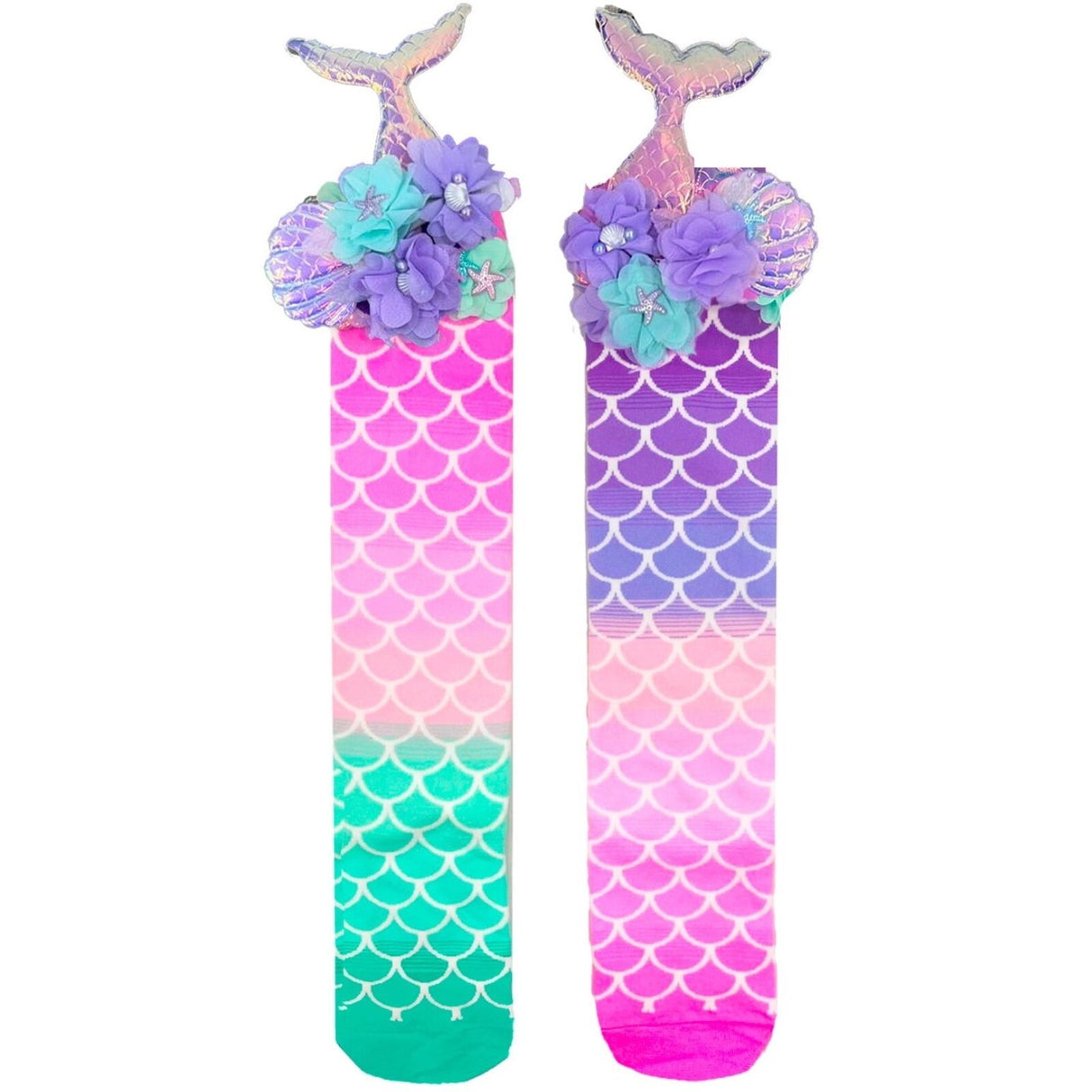 Madmia Mermaid Tails Socks Kids & Adults 6+ 3D Tail Starfish Seashell Crazy Sock Day