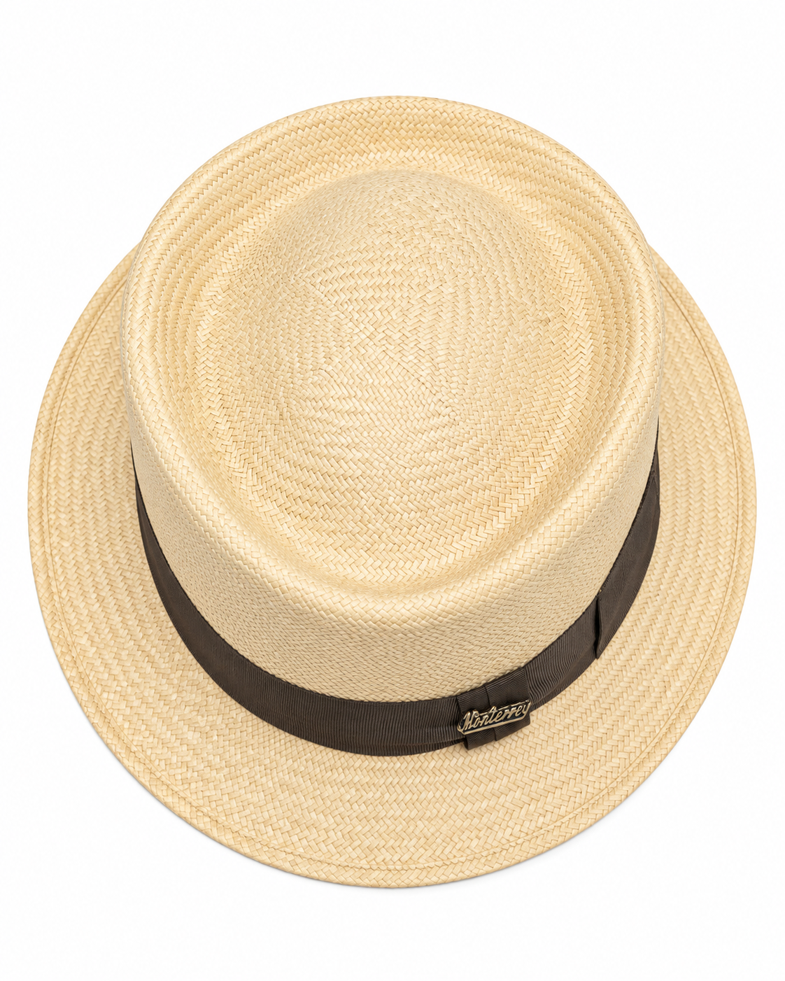 Woven Straw Pork Pie Trilby Hat - Natural