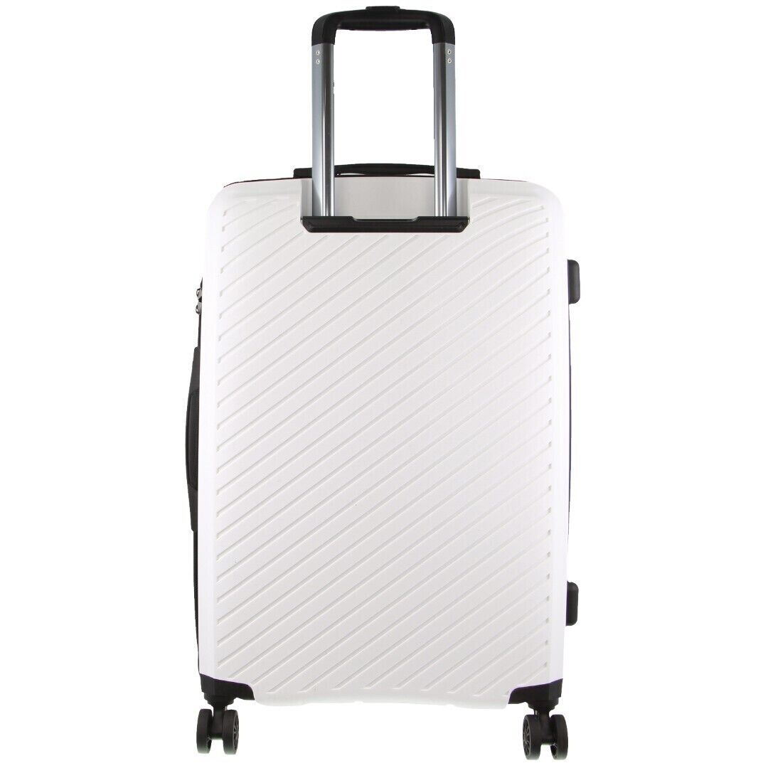 Milleni 75cm/124L Large Checked Luggage - White + Black Waist Bag (2-Item Travel Pack)