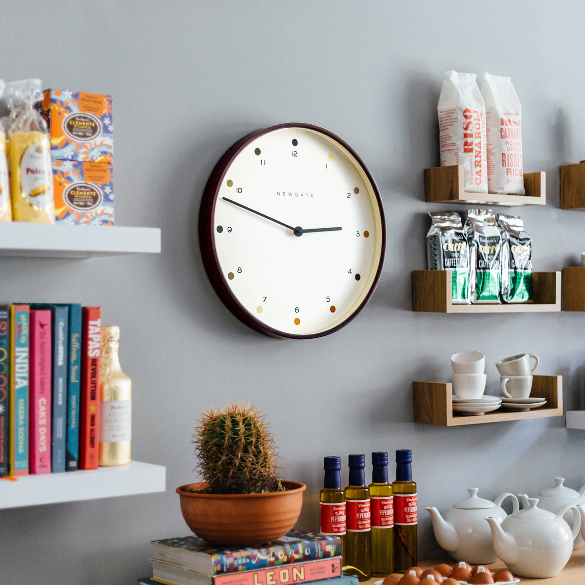 Newgate Mr Clarke Clock - Dark Wood & Dot Dial