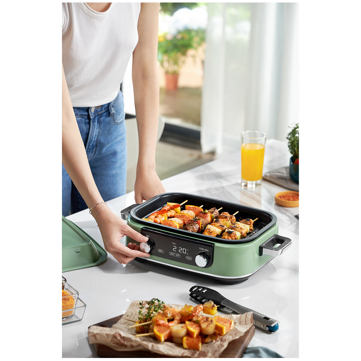 Morphy Richards Digital Multifunction Cooking Pan Pot Skillet Green MRMP3GN