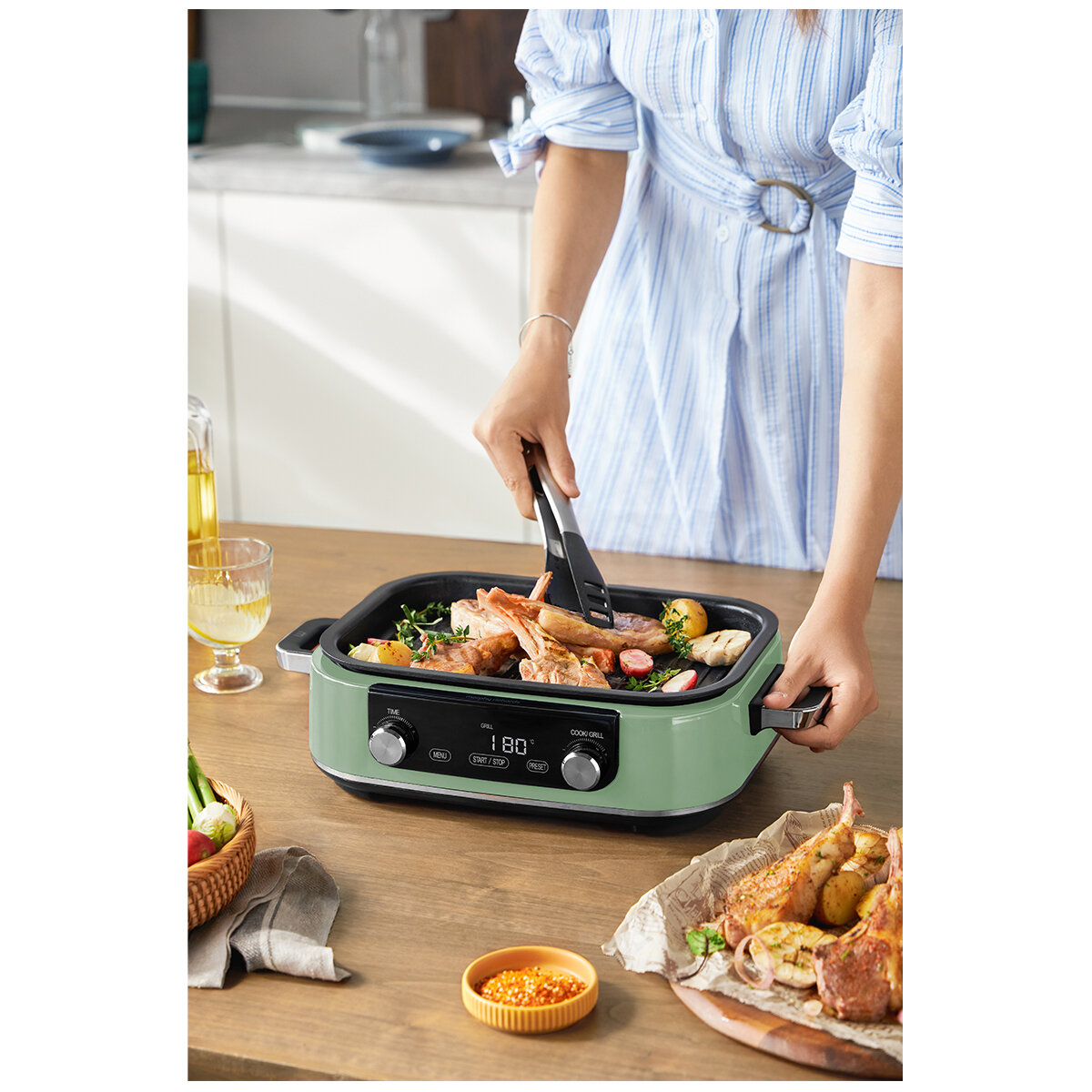 Morphy Richards Digital Multifunction Cooking Pan Pot Skillet Green MRMP3GN