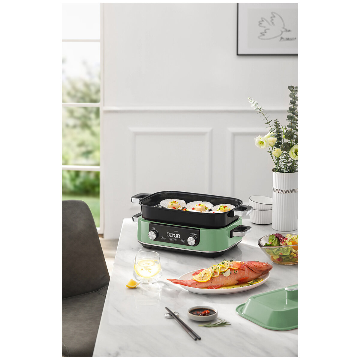 Morphy Richards Digital Multifunction Cooking Pan Pot Skillet Green MRMP3GN