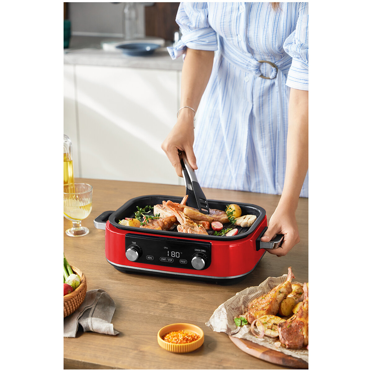 Morphy Richards Digital Multifunction Cooking Pan Pot Skillet Red MRMP3RD