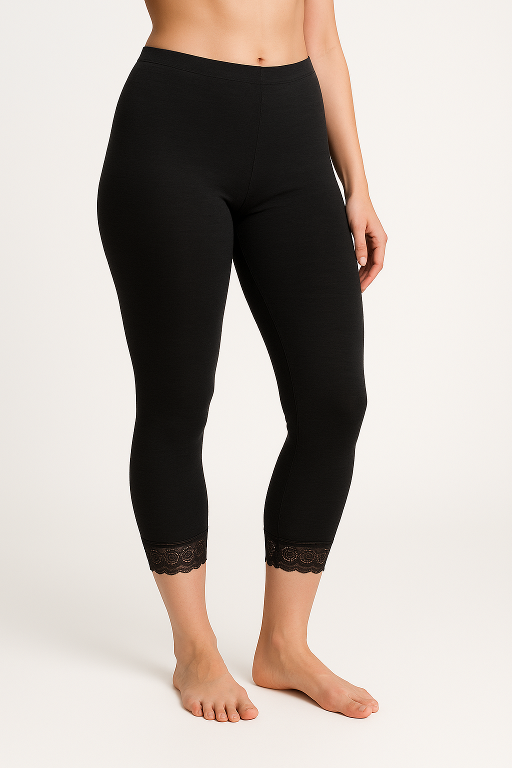 Merino Wool Skins Womens Audrina Capri Legging Thermals Underwear Warm Winter - Black