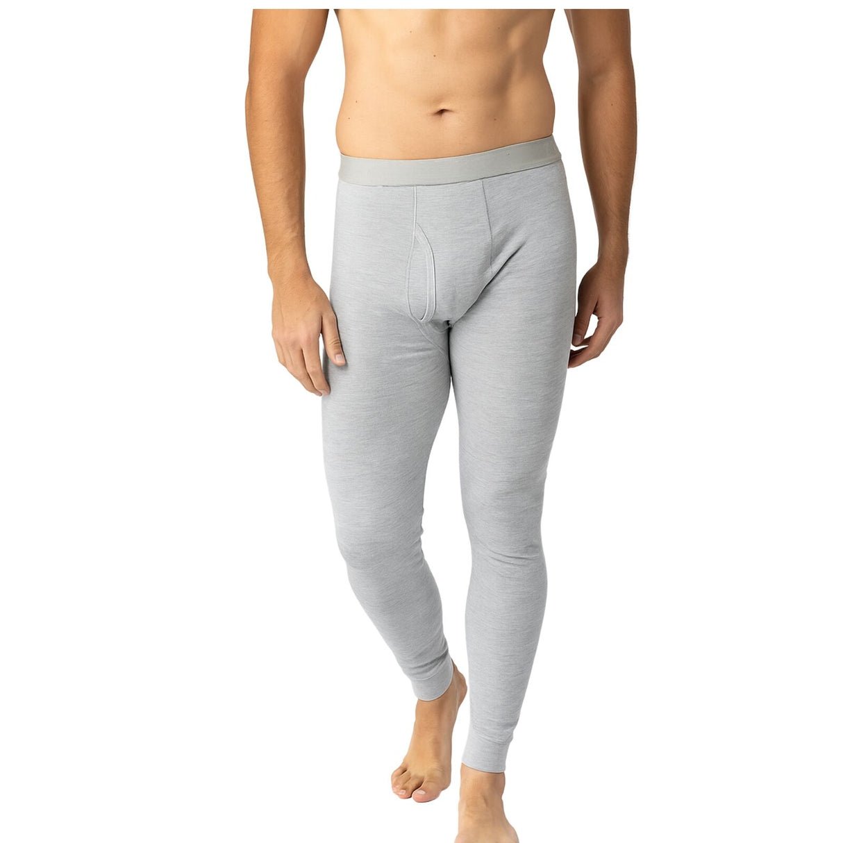 MERINO SKINS Mens Classic Long Johns Wool Thermal Pants Underwear - Soft Grey Marle