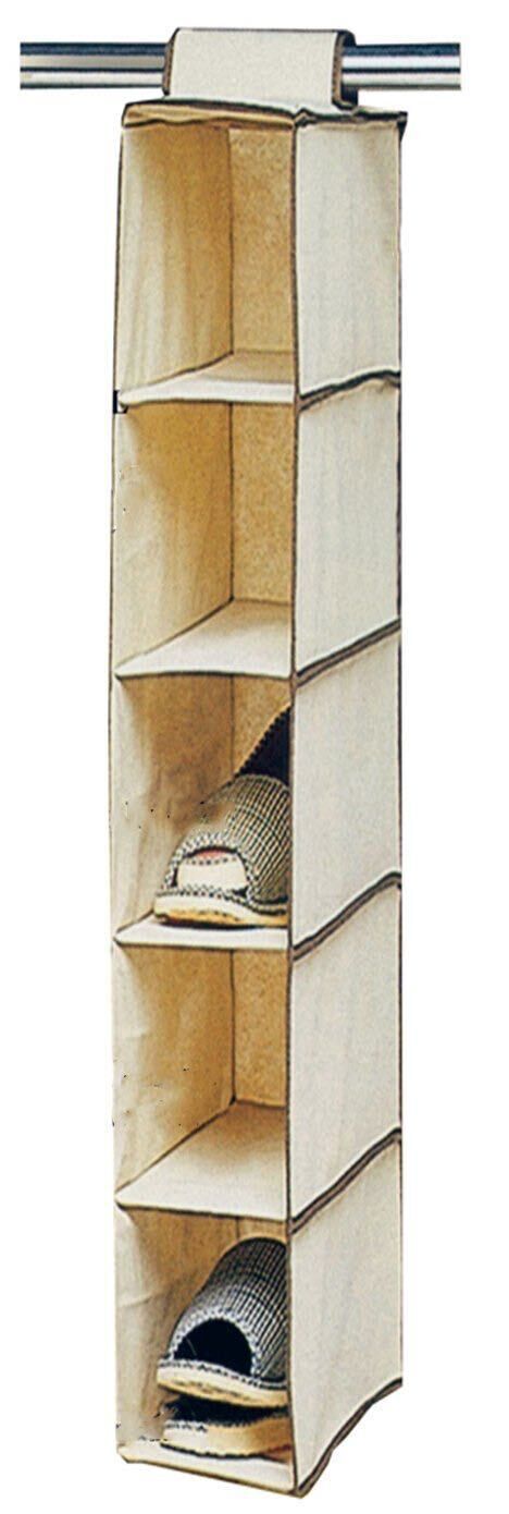 5 Layer Hanging Wardrobe Organiser 30x15x70cm Clothes Shoe Storage Shelves Beige