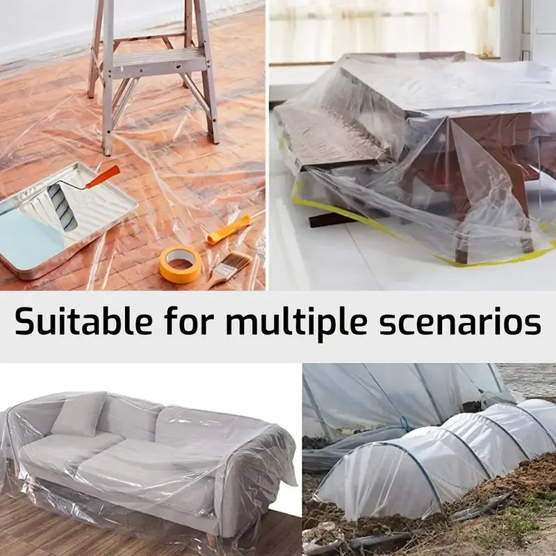 Plastic Dust/Paint Cover 4x5m Waterproof Dustproof Sheet for Furniture Car Outdoor