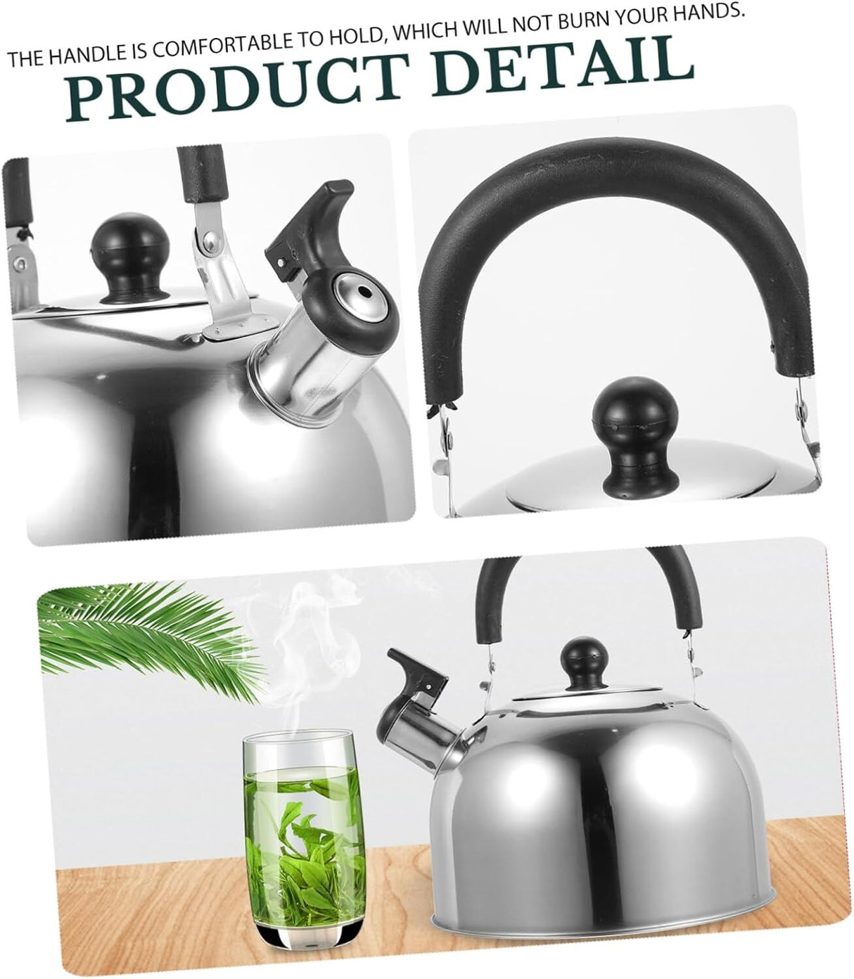 3.0L WHISTLING KETTLE Stainless Steel Camping Tea Kitchen Stove Top Camping Silver