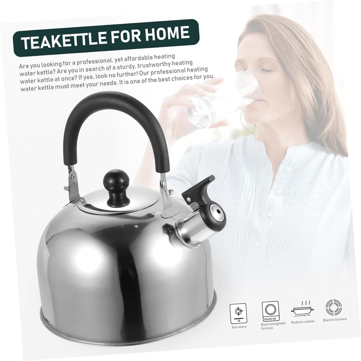 3.0L WHISTLING KETTLE Stainless Steel Camping Tea Kitchen Stove Top Camping Silver