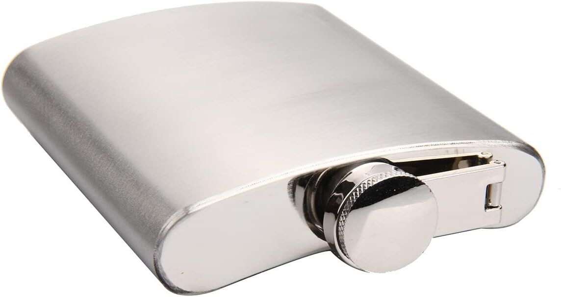 Stainless Steel Classic 270ml 9oz Travel Hip Flask in Silver