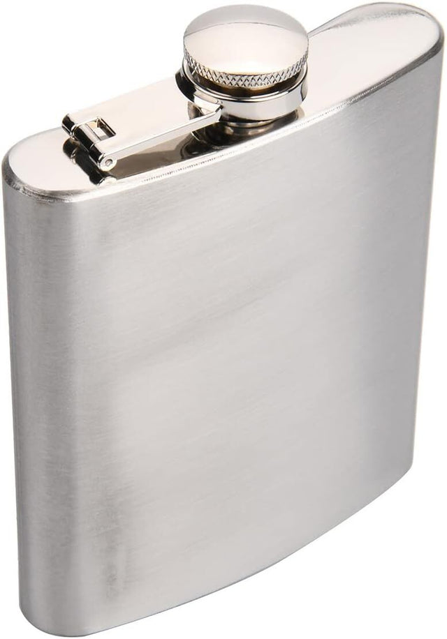 Stainless Steel Classic 270ml 9oz Travel Hip Flask in Silver