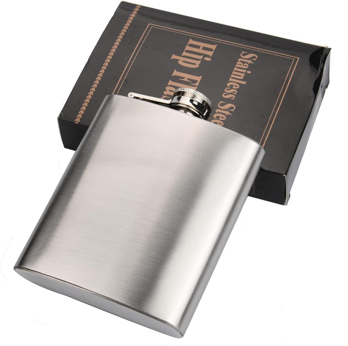 Stainless Steel Classic 270ml 9oz Travel Hip Flask in Silver