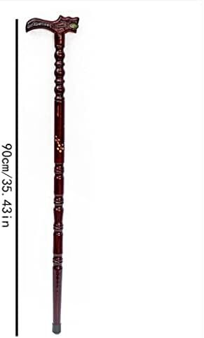 93cm Wooden Walking Stick Wood Cane Pole Carved Varnished Deluxe Sturdy w/ Dragon
