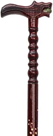 93cm Wooden Walking Stick Wood Cane Pole Carved Varnished Deluxe Sturdy w/ Dragon