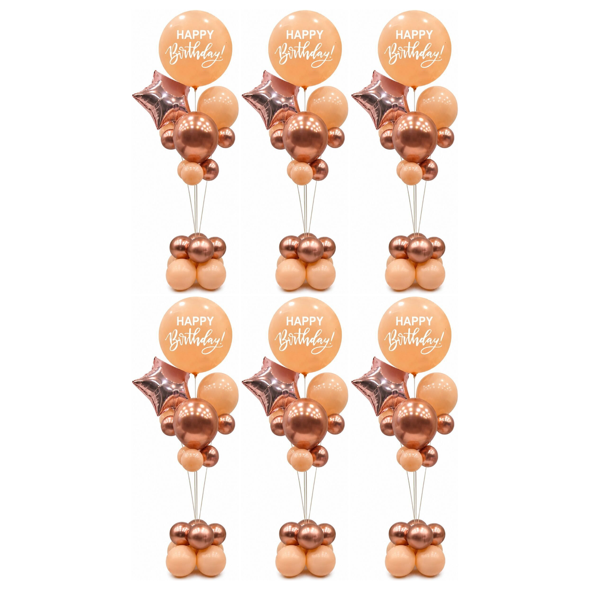 6x 165cm Birthday Balloon Stand Decoration Kit (21-Pieces) in Cognac/Bronze (Bulk Pack)