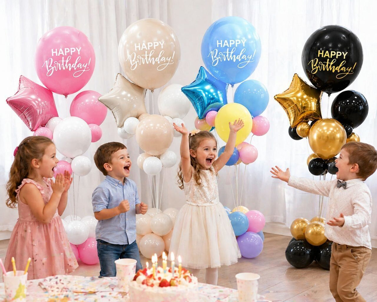 165cm Birthday Balloon Stand Decoration Kit (21-Pieces) in Cognac/Bronze