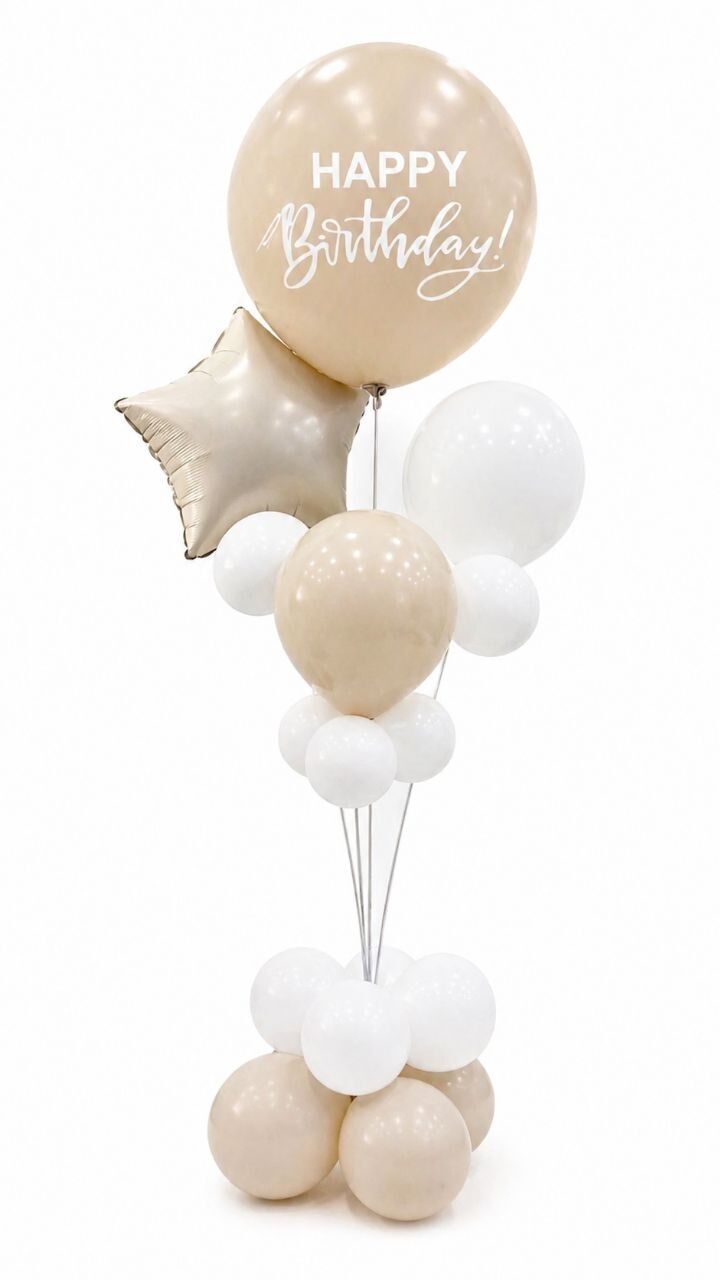 165cm Birthday Balloon Stand Decoration Kit (21-Pieces) in Pastel/White