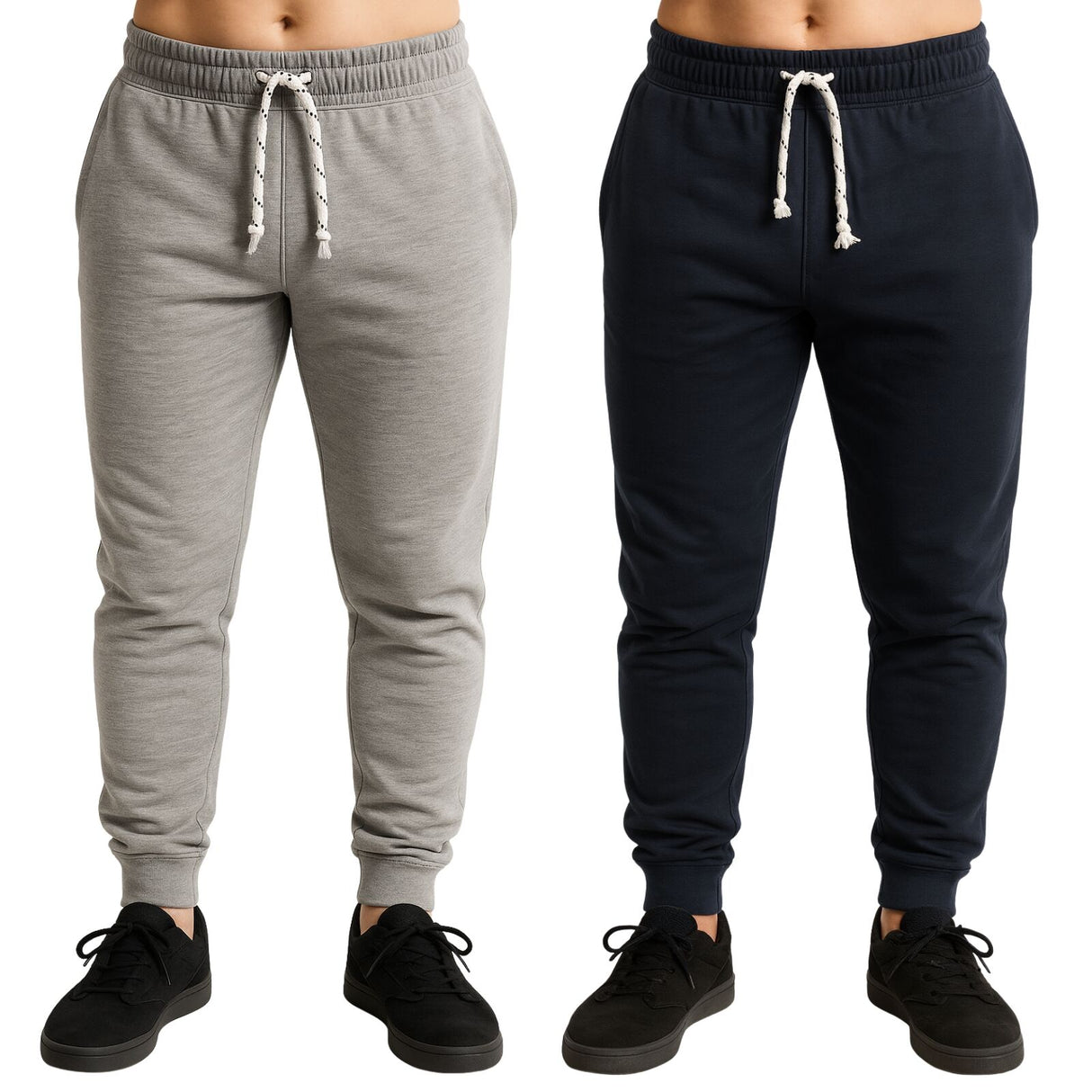 Mens Skinny TRACK PANTS Slim Cuff Trousers Gym Trackies Sport Bottoms Joggers - Grey (Cotton/Polyester)