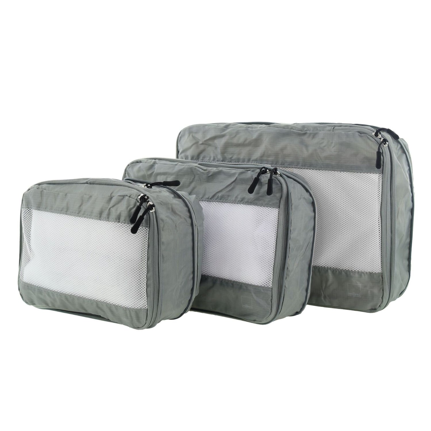 Milleni Compact Electrolight Packing Cubes Travel Space Saving Bags in Grey