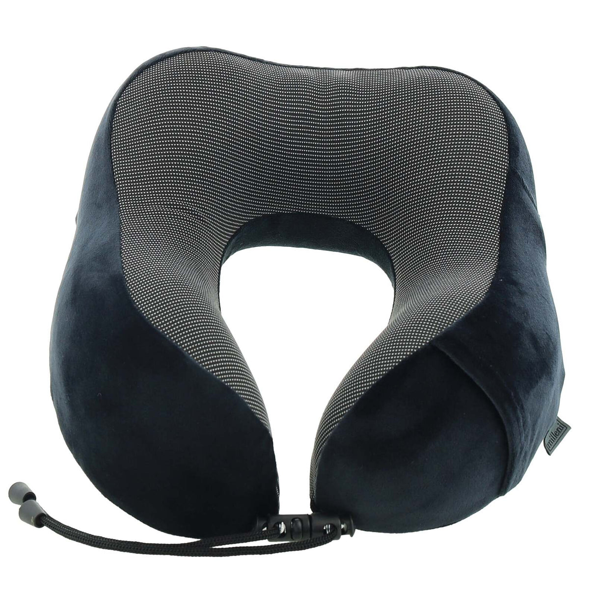 Milleni Memory Foam Comfort Ergonomic Air Travel Neck Pillow Neck Support Flight - Black/Grey