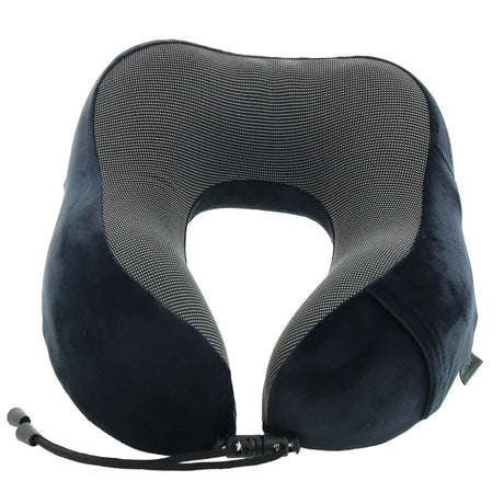 Milleni Memory Foam Comfort Ergonomic Air Travel Neck Pillow Neck Support Flight - Black/Grey