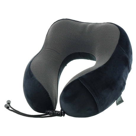 Milleni Memory Foam Comfort Ergonomic Air Travel Neck Pillow Neck Support Flight - Black/Grey