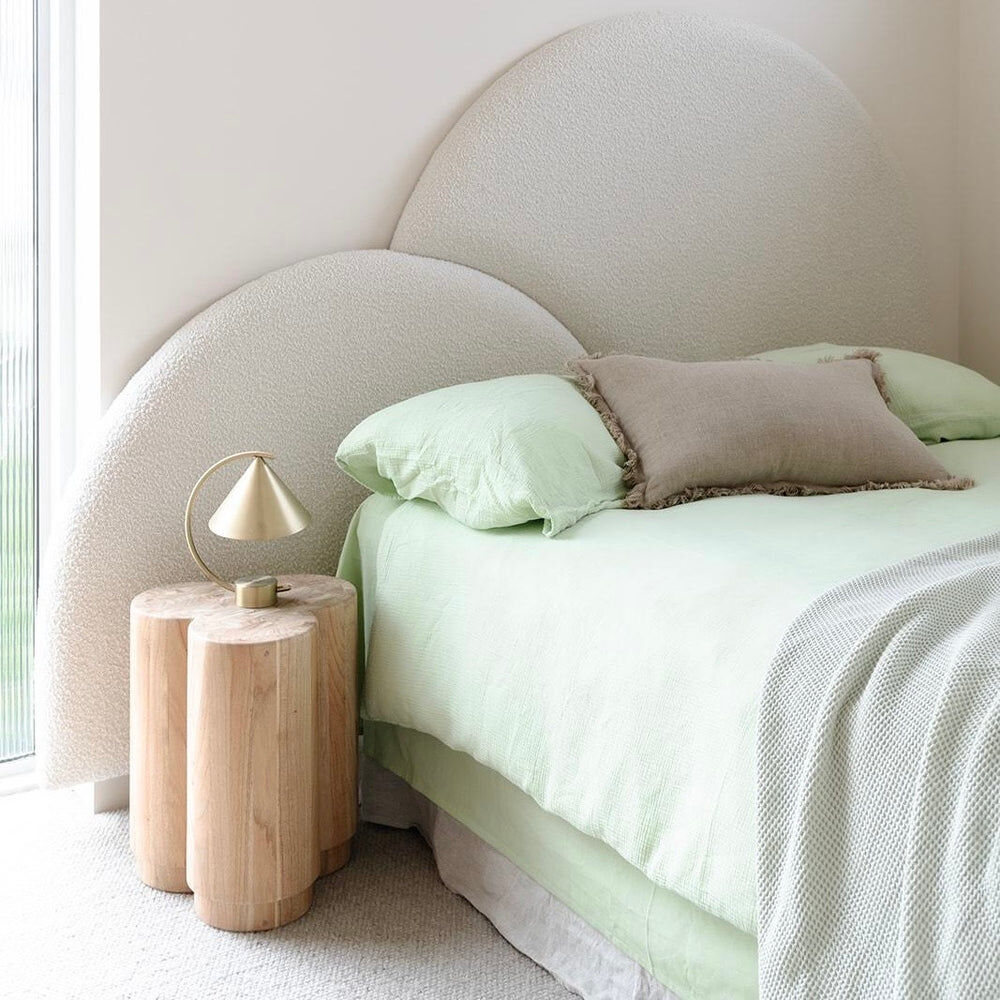 100% Cotton Muslin Duvet Quilt Cover Set w/ 2 Pillow Cases in Pastel Green - Queen