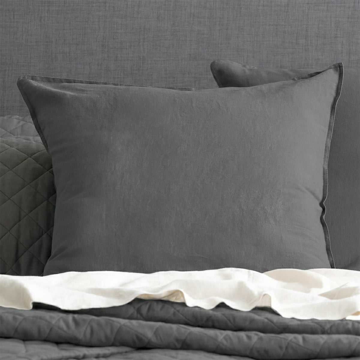 Renee Taylor Washed Linen Cotton Quilt Cover Set - Magnet