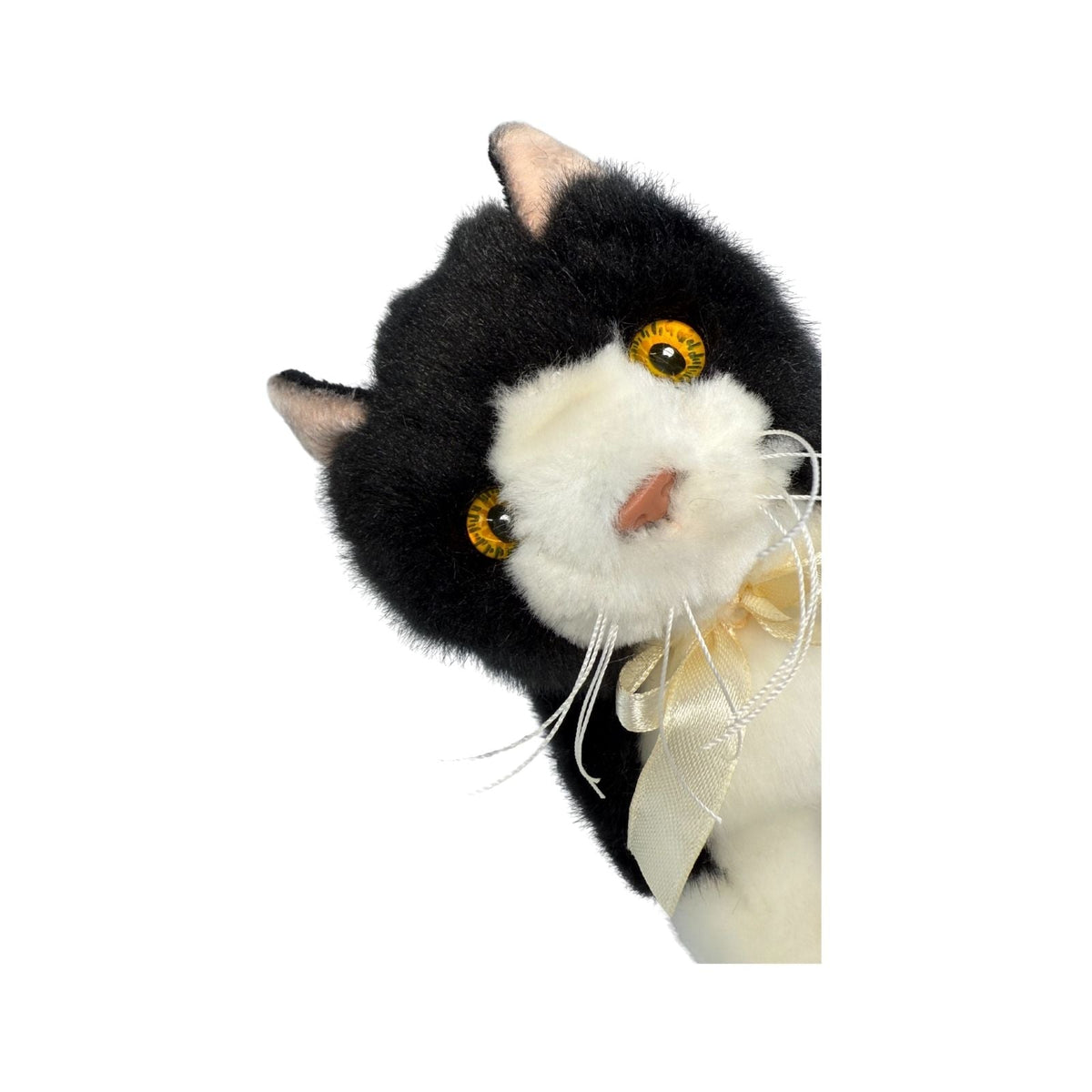 Bocchetta Mango 22cm Floppy Piebald Kitten Plush Toy - Black/White (Realistic Stuffed Animal Cat Gift)