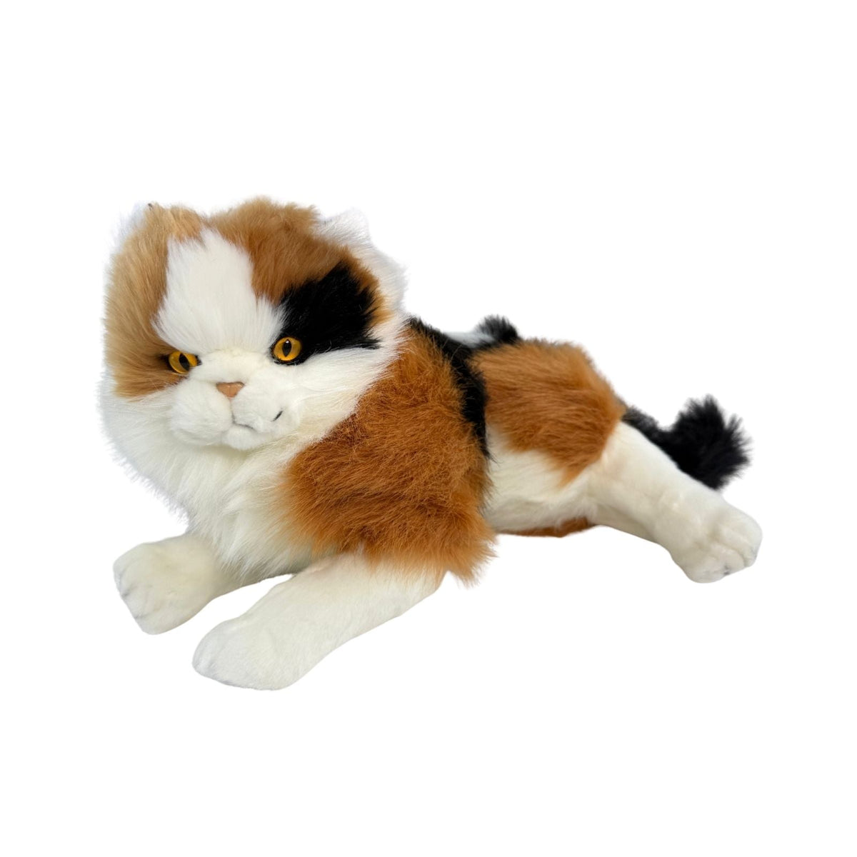 Bocchetta Marmalade 38cm Lying Calico Cat Plush Toy (Realistic Stuffed Animal Cat Gift)