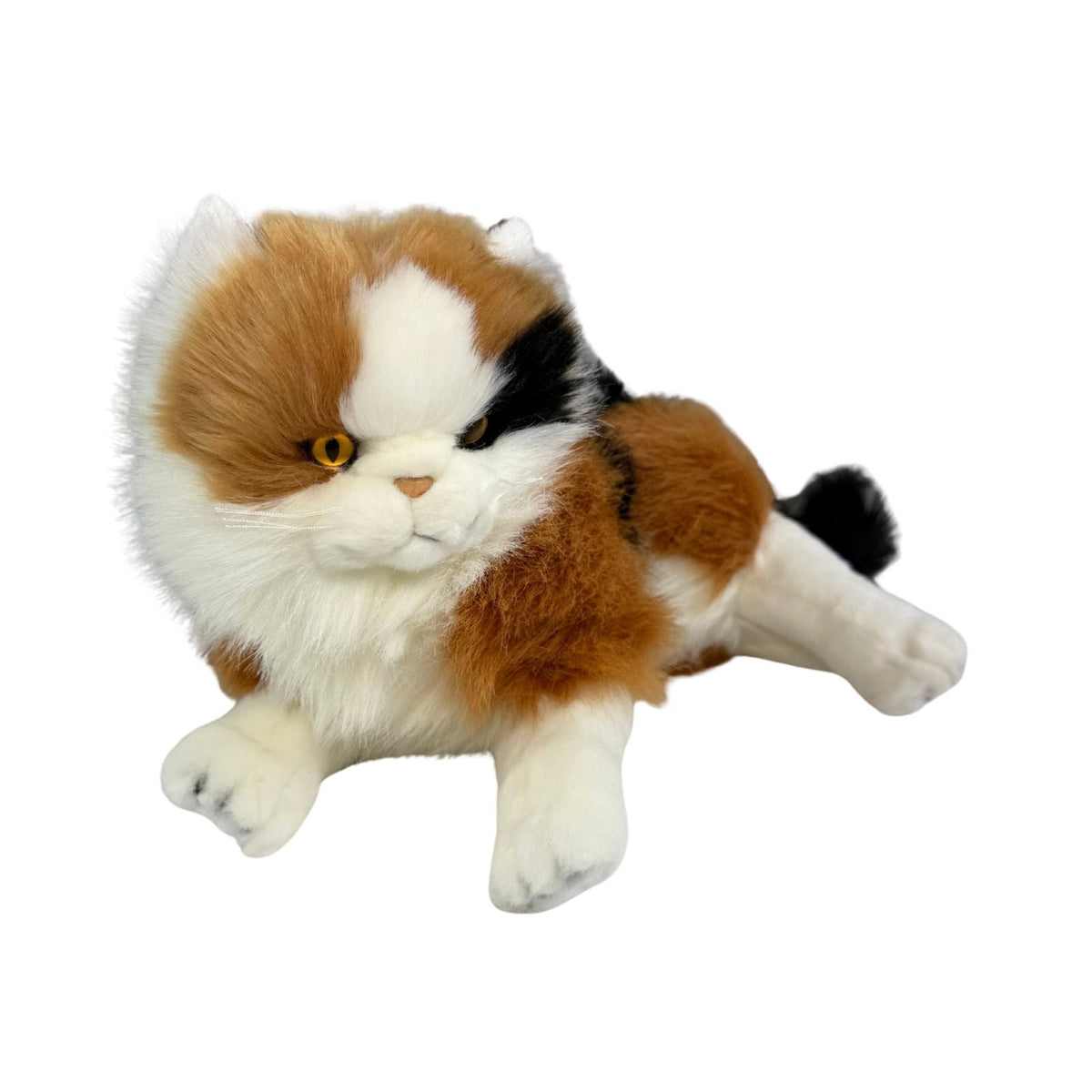 Bocchetta Marmalade 38cm Lying Calico Cat Plush Toy (Realistic Stuffed Animal Cat Gift)