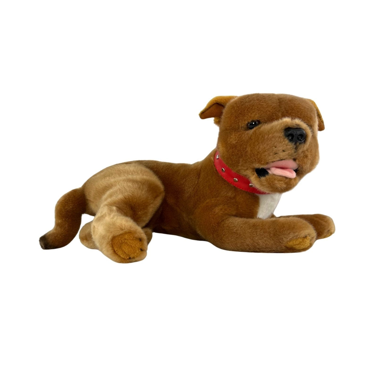 Bocchetta Merlot 35cm Lying Staffy Plush Toy - Brown (Realistic Stuffed Animal Dog Gift)