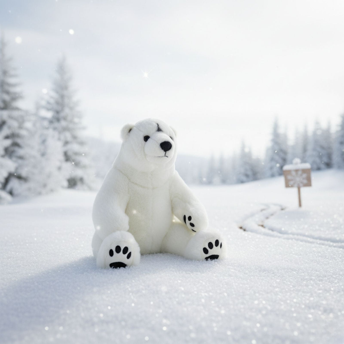 Bocchetta Minka 30cm Sitting Polar Bear Plush Toy (Realistic Stuffed Animal Wildlife Gift)