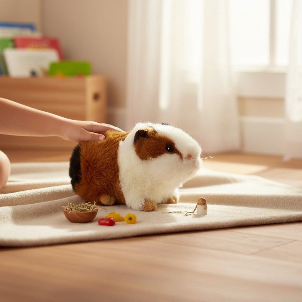 Bocchetta Mocca 10cm Standing Guinea Pig Plush Toy - Tricolour (Realistic Stuffed Animal Farm Gift)