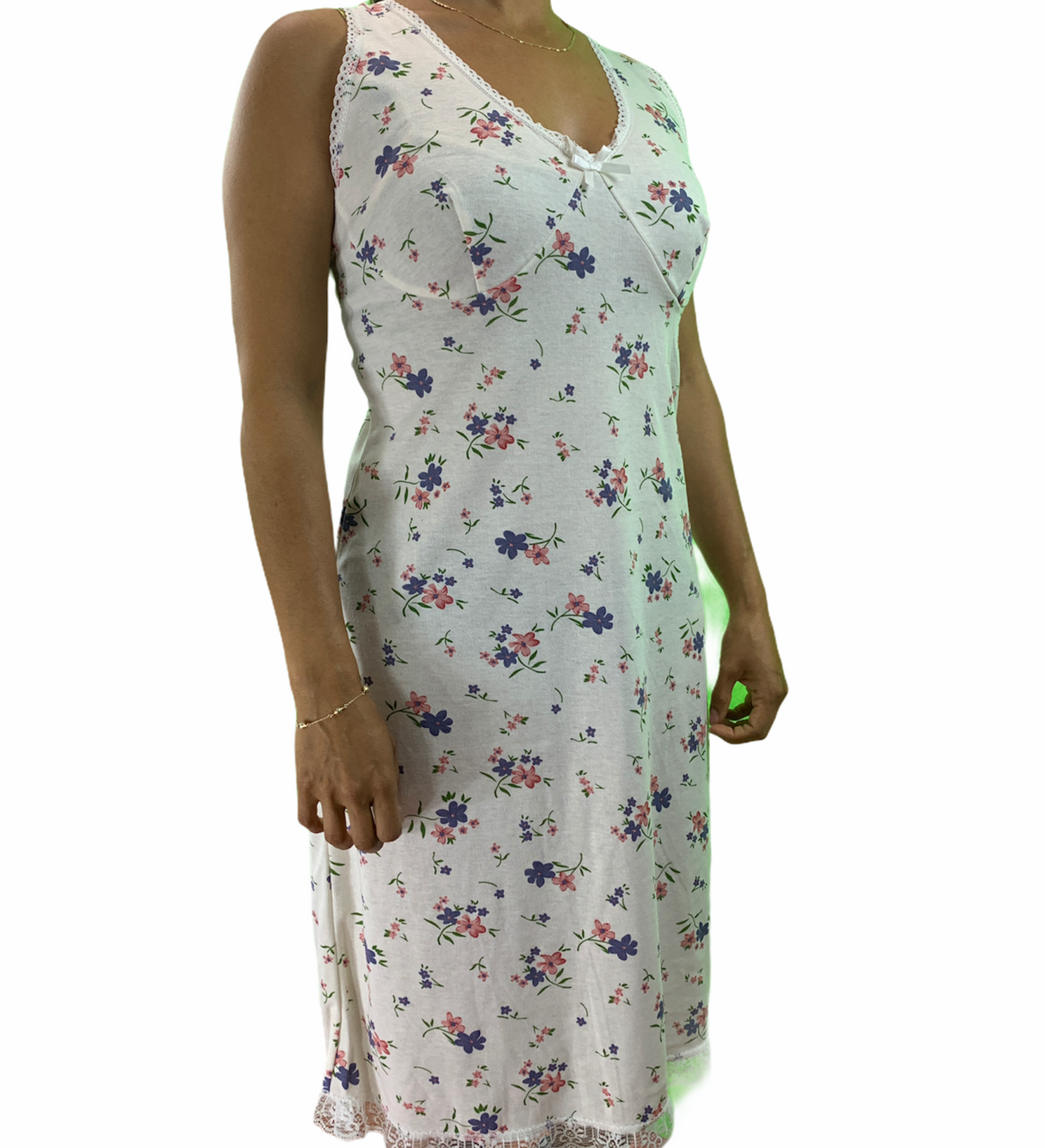 Womens Ladies Cotton Nightie Night Gown Slip Petticoat PJs Sleepwear Singlet Dress - Purple