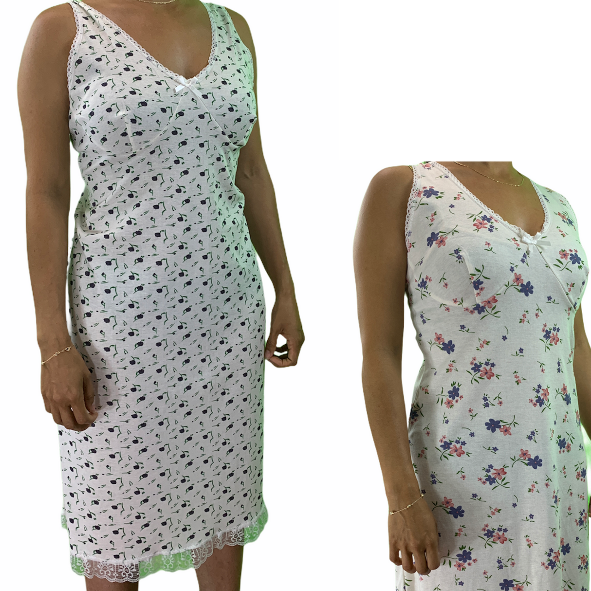 Womens Ladies Cotton Nightie Night Gown Slip Petticoat PJs Sleepwear Singlet Dress - Purple