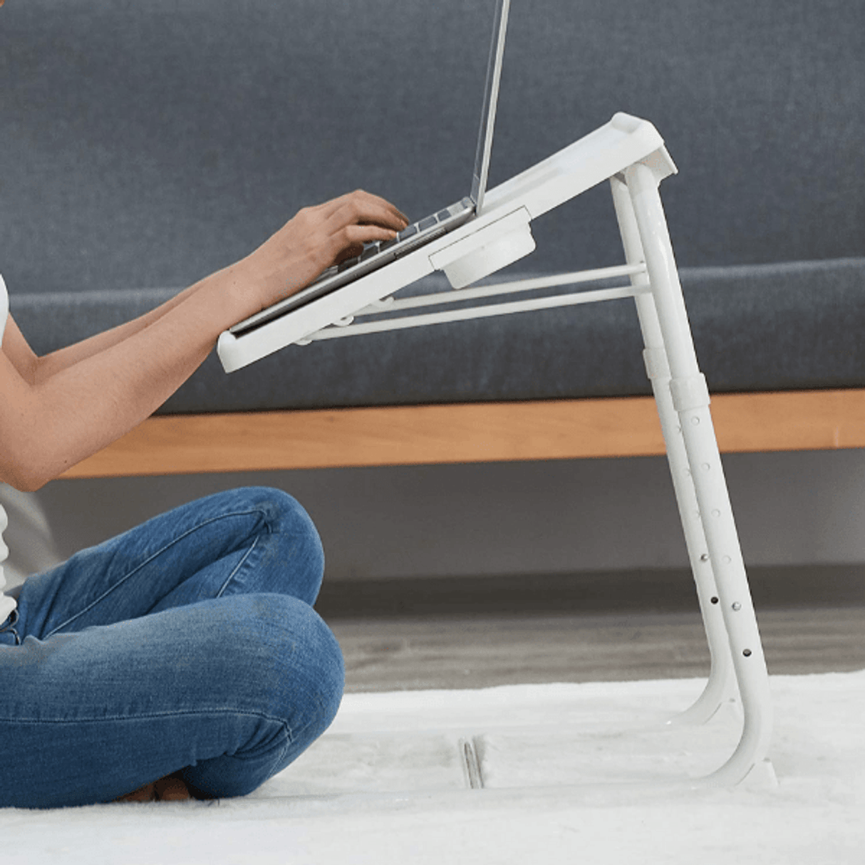 Portable Laptop/TV Dinner Table - Metal Adjustable & Folding Table