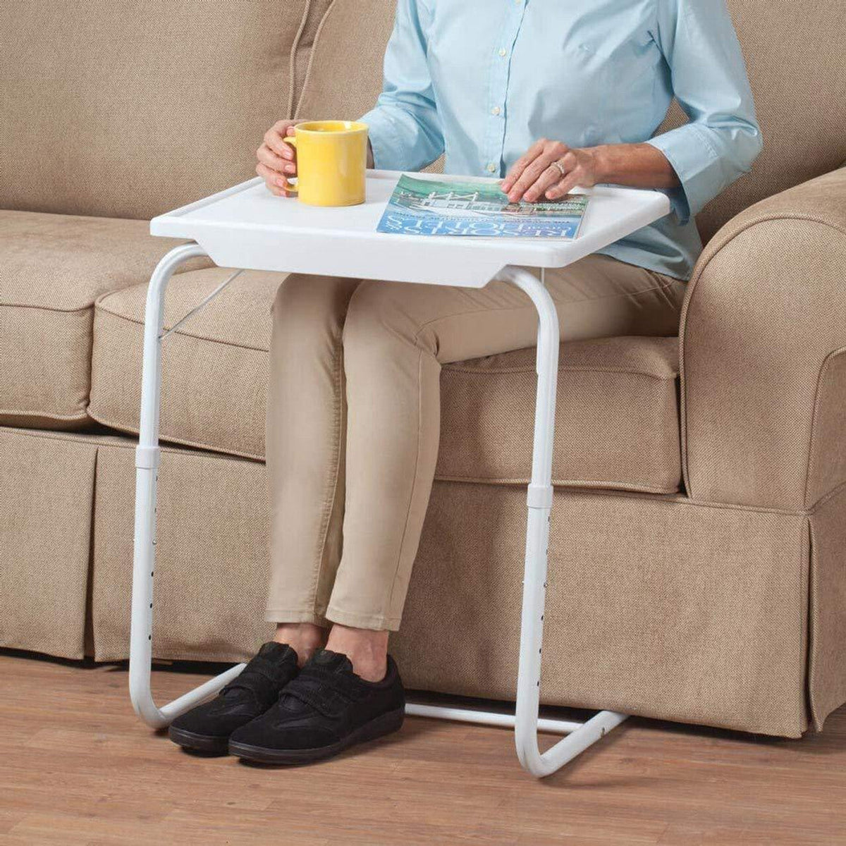 Portable Laptop/TV Dinner Table - Metal Adjustable & Folding Table