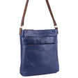 Milleni Womens Italian Leather Bag Soft Nappa Leather Cross-Body Travel - Indigo/Chestnut