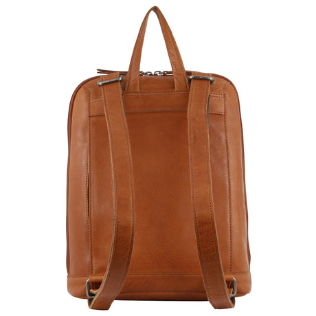 Milleni Ladies Backpack Shoulder Bag Nappa Leather Womens Rucksack - Cognac
