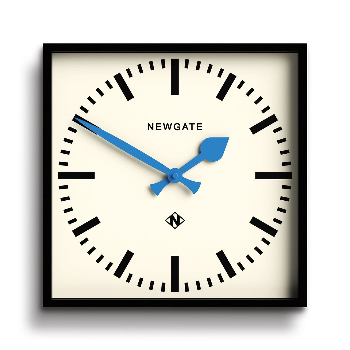 Newgate Number Five Wall Clock - Black with Blue Hands